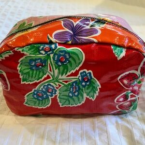Love Shine Patchwork Oilcloth Floral Fruit Red Orange Pink Cosmetic/Toiletry Bag